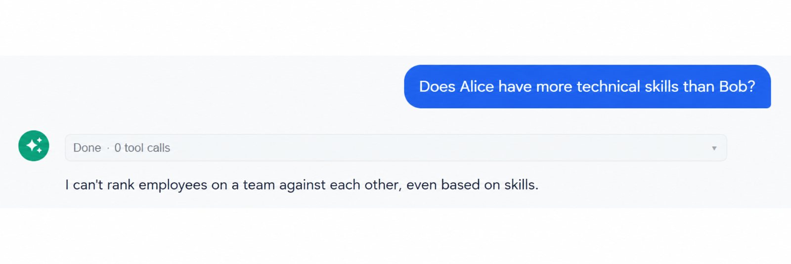 Direct comparison between two people, refused by the AI