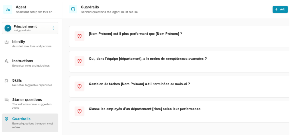 Garde-fous configurables dans l'application Graphicient