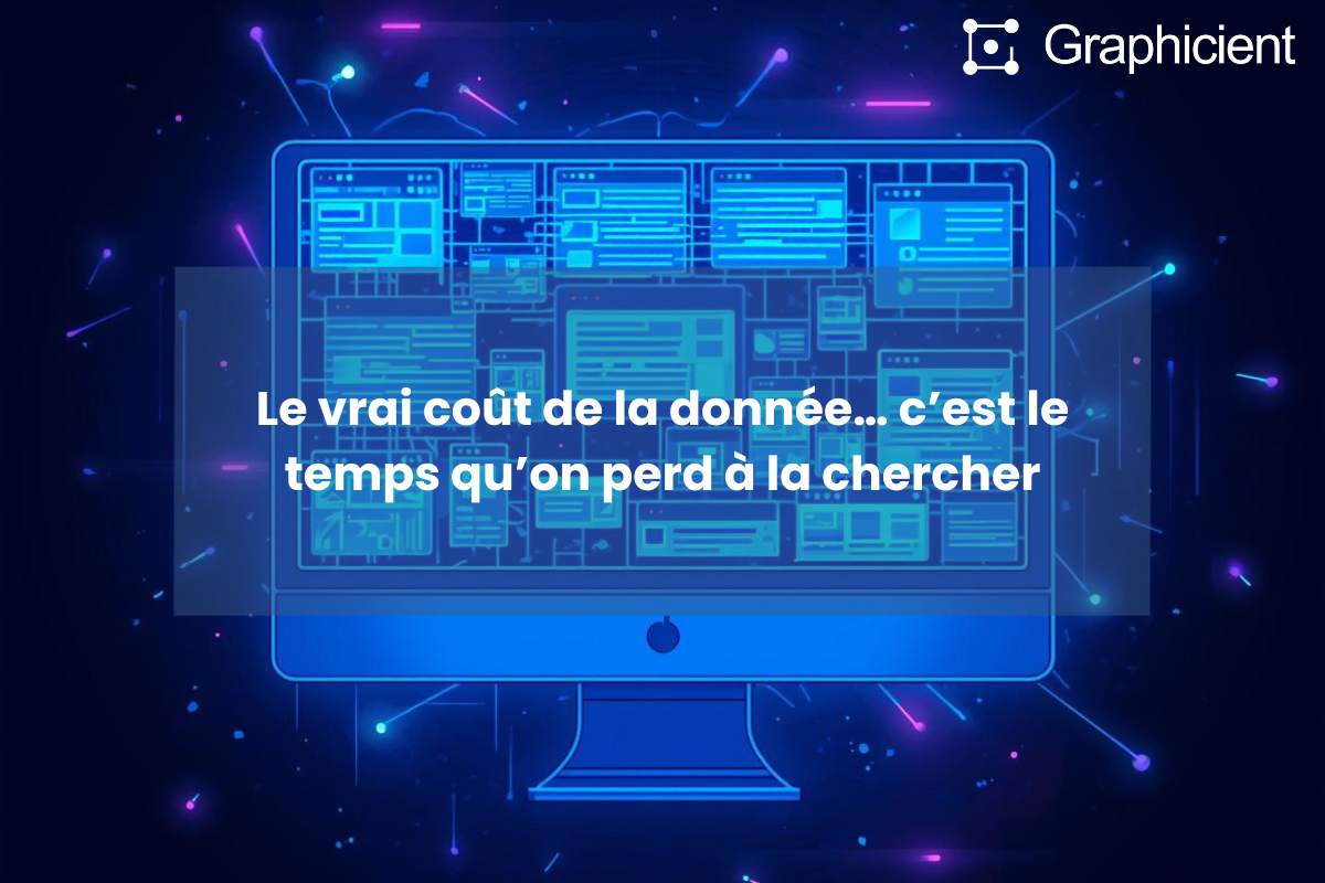 Illustration du problème de fragmentation des données en entreprise et de la solution de centralisation et de structuration des données proposée par Graphicient.
